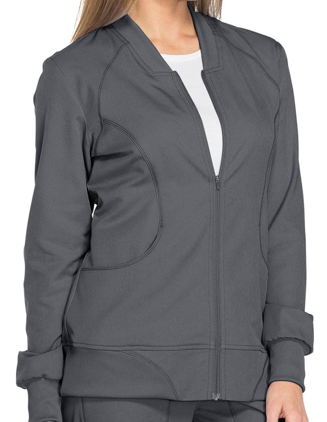 Dickies Dynamix 25.5 Inch Women's Zip Front Warm-up Jacket - Pewter