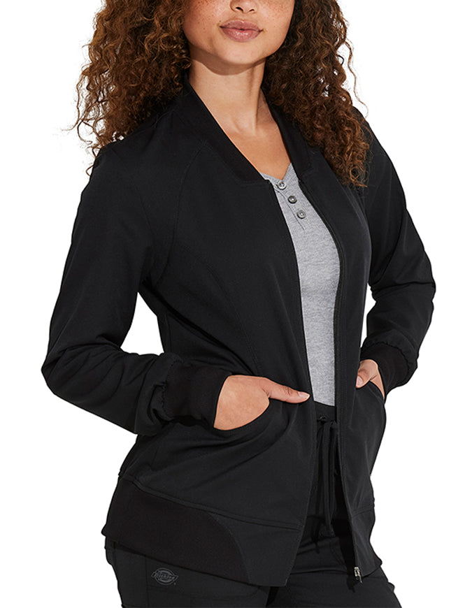 Dickies Dynamix 25.5 Inch Women's Zip Front Warm-up Jacket - Black