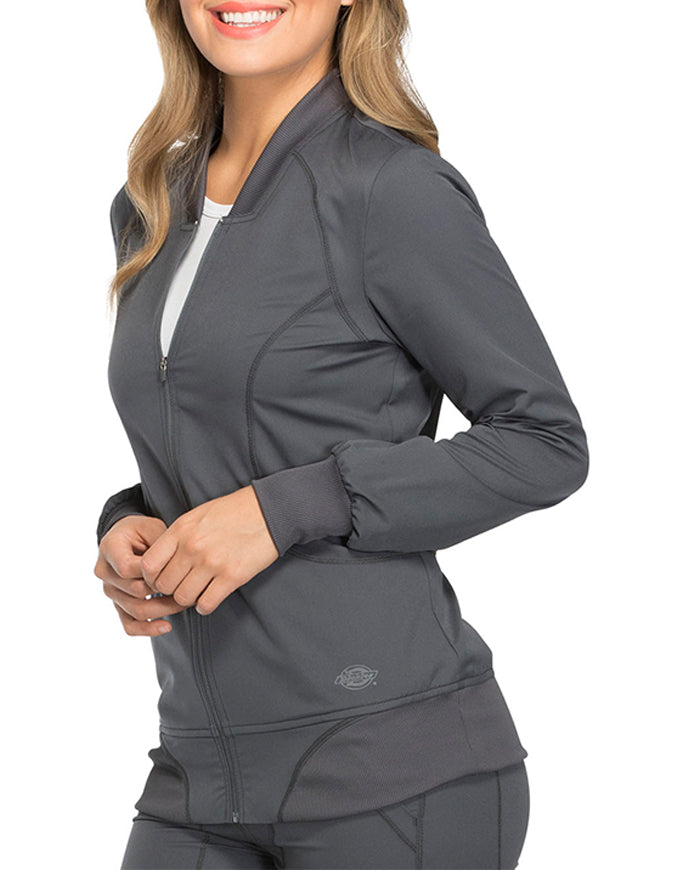 Dickies Dynamix 25.5 Inch Women's Zip Front Warm-up Jacket - Pewter