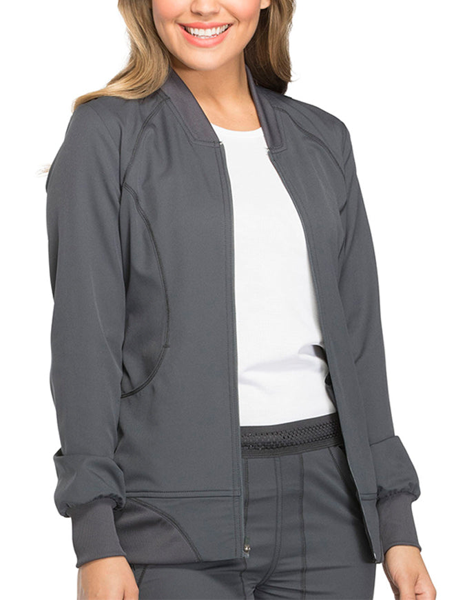 Dickies Dynamix 25.5 Inch Women's Zip Front Warm-up Jacket - Pewter