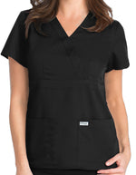 Grey's Anatomy 25.5 Inch Women's Mock Wrap Nurse Scrub Top Black