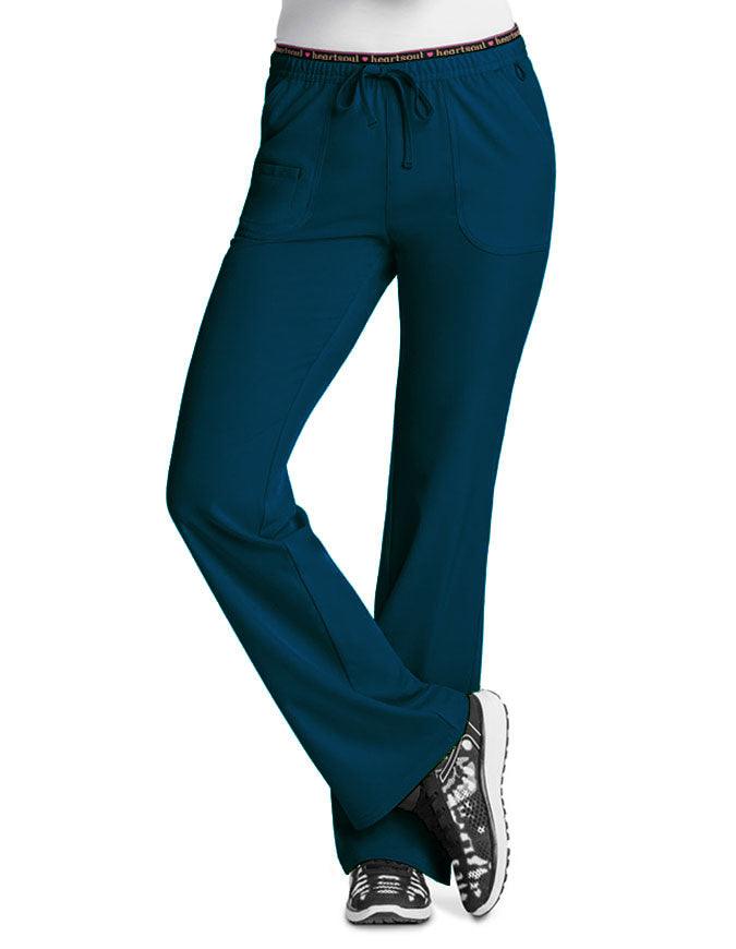 HeartSoul Women's Heart Breaker Low-Rise Drawstring Scrub Pants - Caribbean Blue