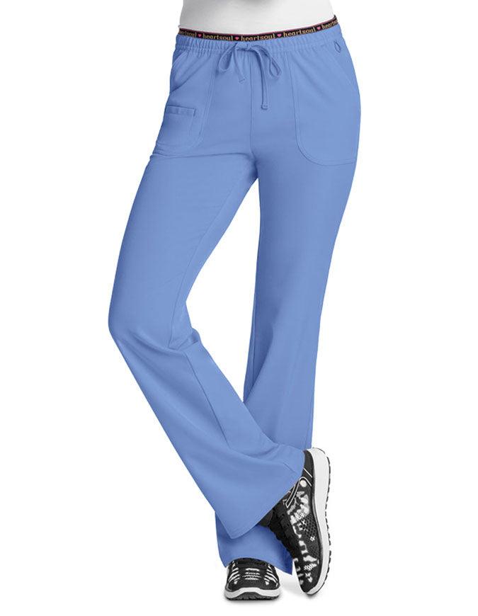 HeartSoul Women's Heart Breaker Low-Rise Drawstring Scrub Pants - Ciel Blue