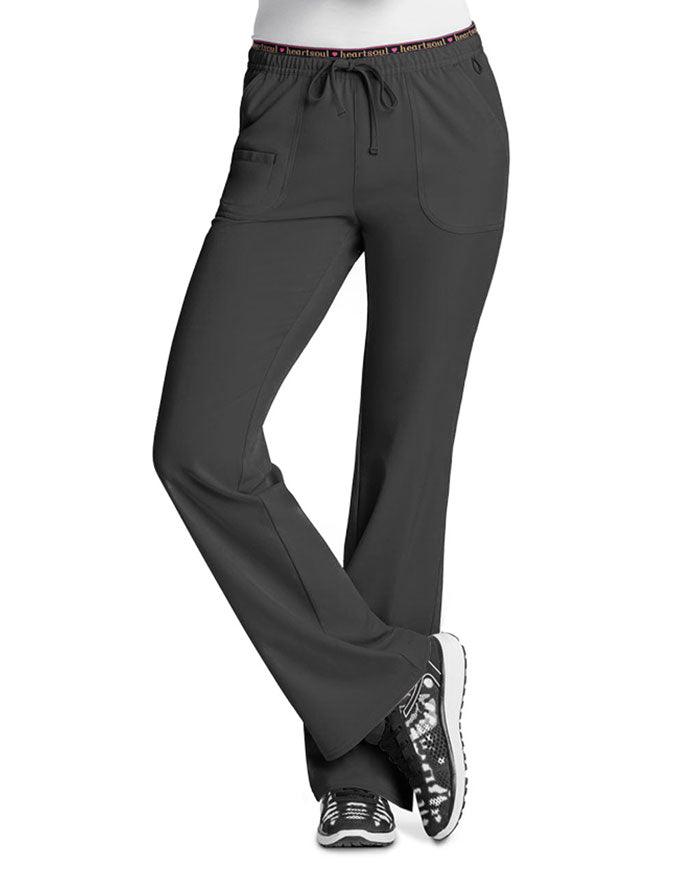 HeartSoul Women's Heart Breaker Low-Rise Drawstring Scrub Pants - Pewter