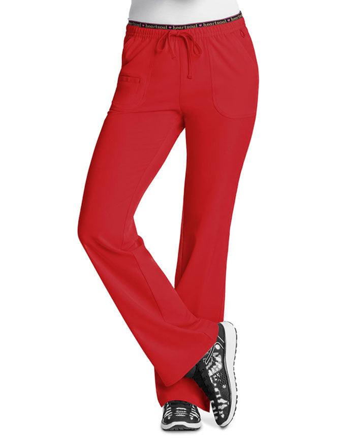 HeartSoul Women's Heart Breaker Low-Rise Drawstring Scrub Pants - Red