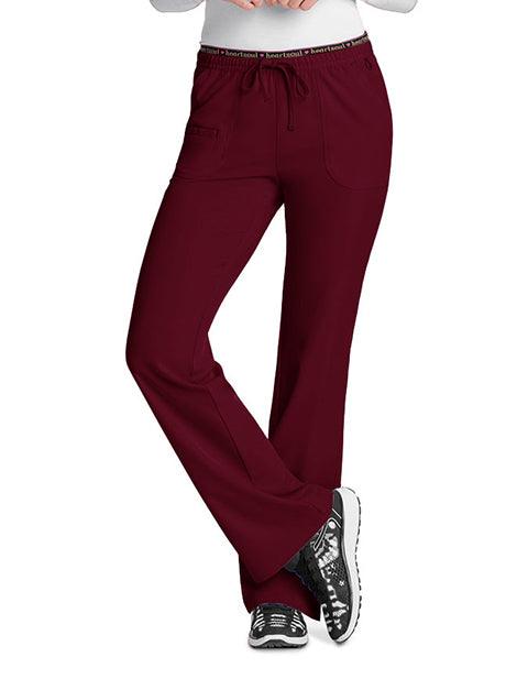 HeartSoul Women's Heart Breaker Low-Rise Drawstring Scrub Pants - Wine