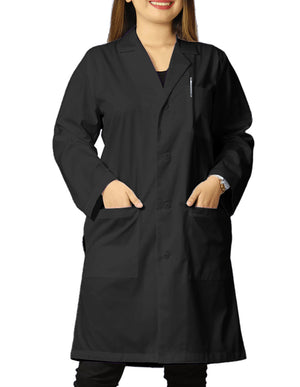 Heedfit Unisex Classic Long White Lab Coat - Black