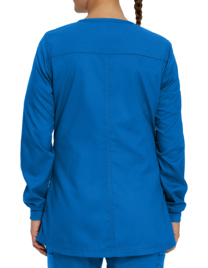 Landau Proflex Women's Snap Front Warm Up Solid Scrub Jacket Royal Blue