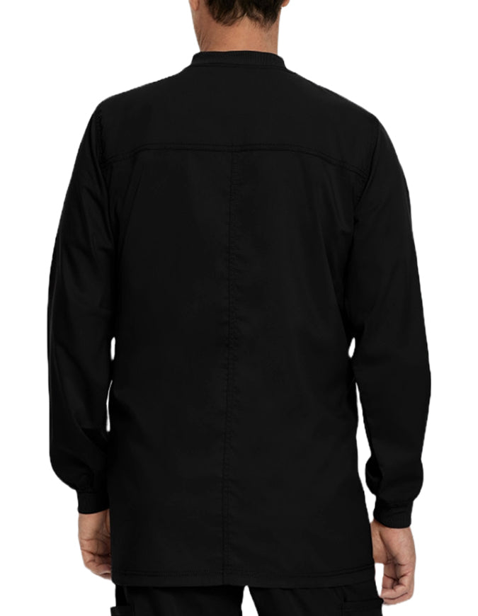 Landau Proflex Men's Knit Collar Snap Front Solid Scrub Jacket - Black