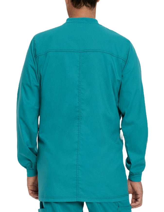 Landau Proflex Men's Knit Collar Snap Front Solid Scrub Jacket - Teal