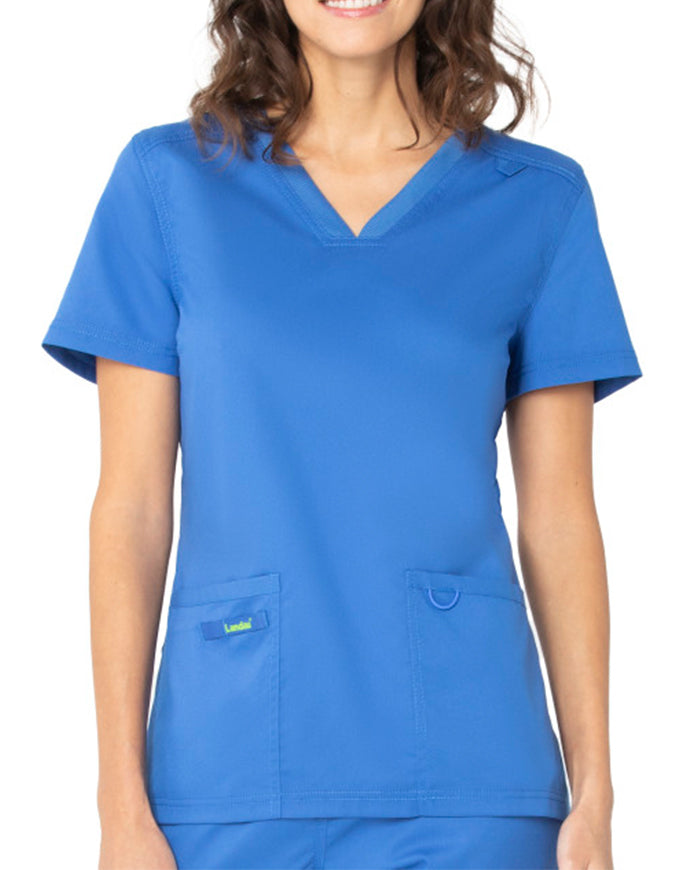 Landau ProFlex Women's V-Neck Scrub Top - Royal Blue