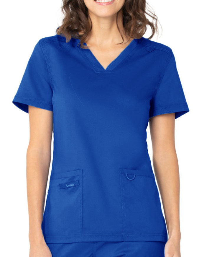 Landau ProFlex Women's V-Neck Scrub Top - Galaxy Blue