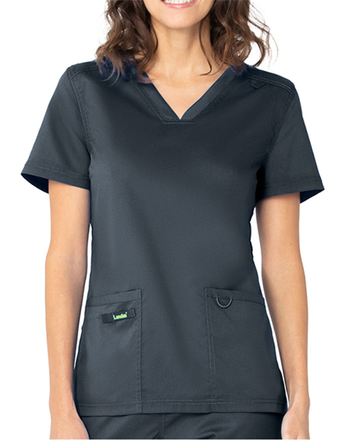 Landau ProFlex Women's V-Neck Scrub Top - Graphite