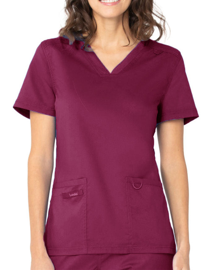 Landau ProFlex Women's V-Neck Scrub Top - Wine