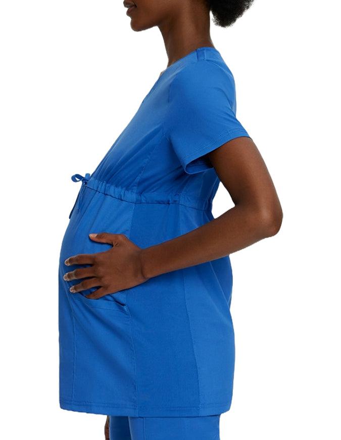 Landau Proflex Women's Maternity V-Neck Tunic Solid Scrub Top - Royal Blue