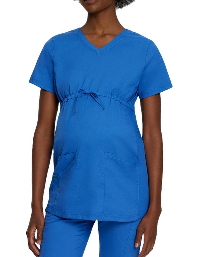 Landau Proflex Women's Maternity V-Neck Tunic Solid Scrub Top - Royal Blue