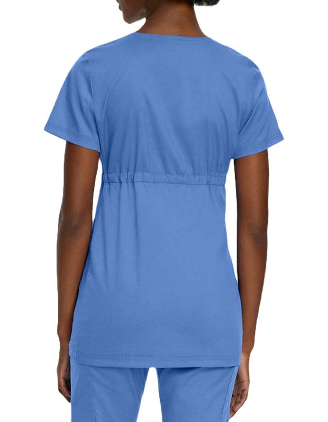 Landau Proflex Women's Maternity V-Neck Tunic Solid Scrub Top - Ciel Blue