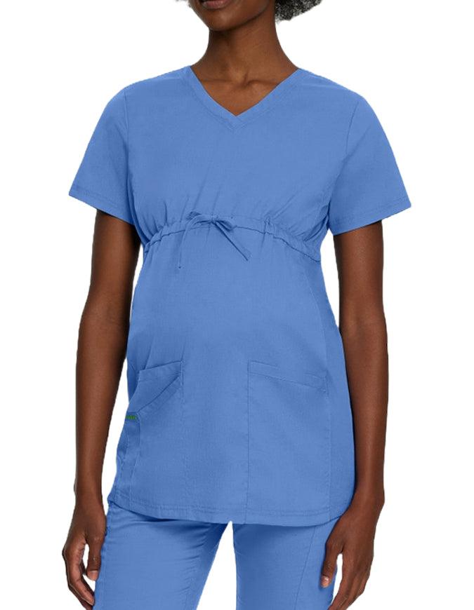 Landau Proflex Women's Maternity V-Neck Tunic Solid Scrub Top - Ciel Blue