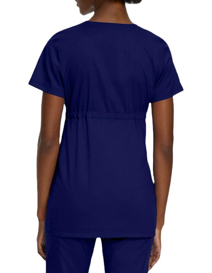 Landau Proflex Women's Maternity V-Neck Tunic Solid Scrub Top - True Navy