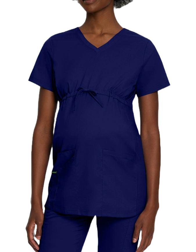 Landau Proflex Women's Maternity V-Neck Tunic Solid Scrub Top - True Navy