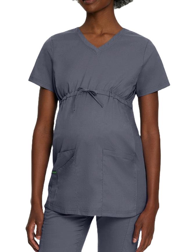 Landau Proflex Women's Maternity V-Neck Tunic Solid Scrub Top - Steel Grey