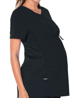 Landau Proflex Women's Maternity V-Neck Tunic Solid Scrub Top - Black