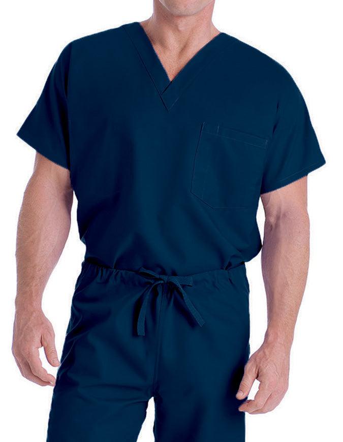 Landau 27.5 Inch Unisex Reversible V-Neck Scrub Top - Navy