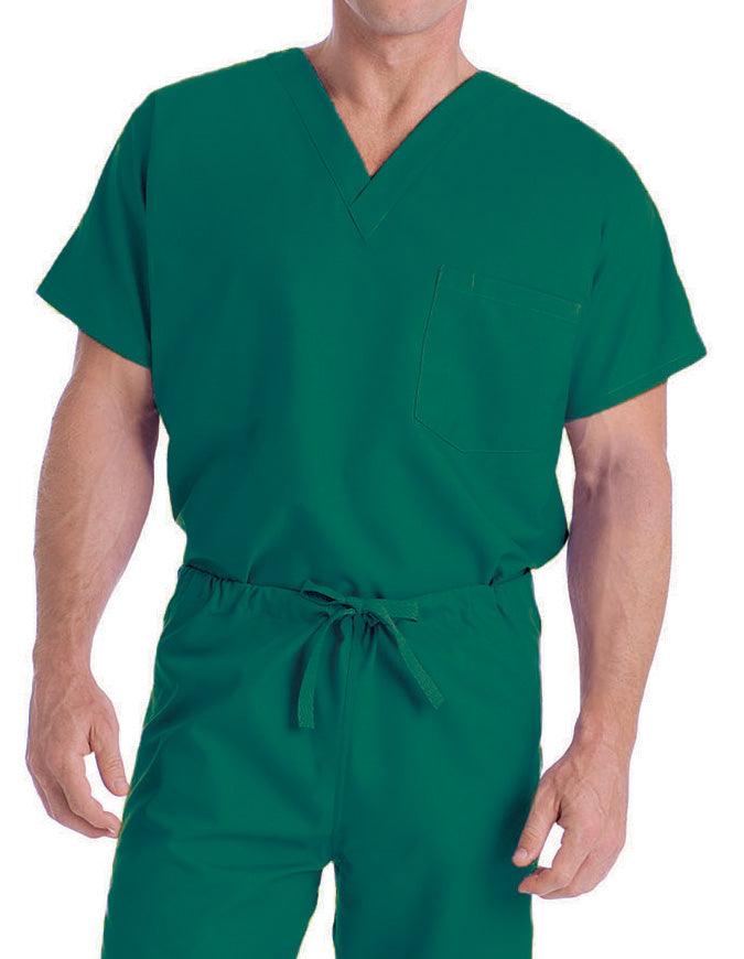 Landau 27.5 Inch Unisex Reversible V-Neck Scrub Top - Hunter Green