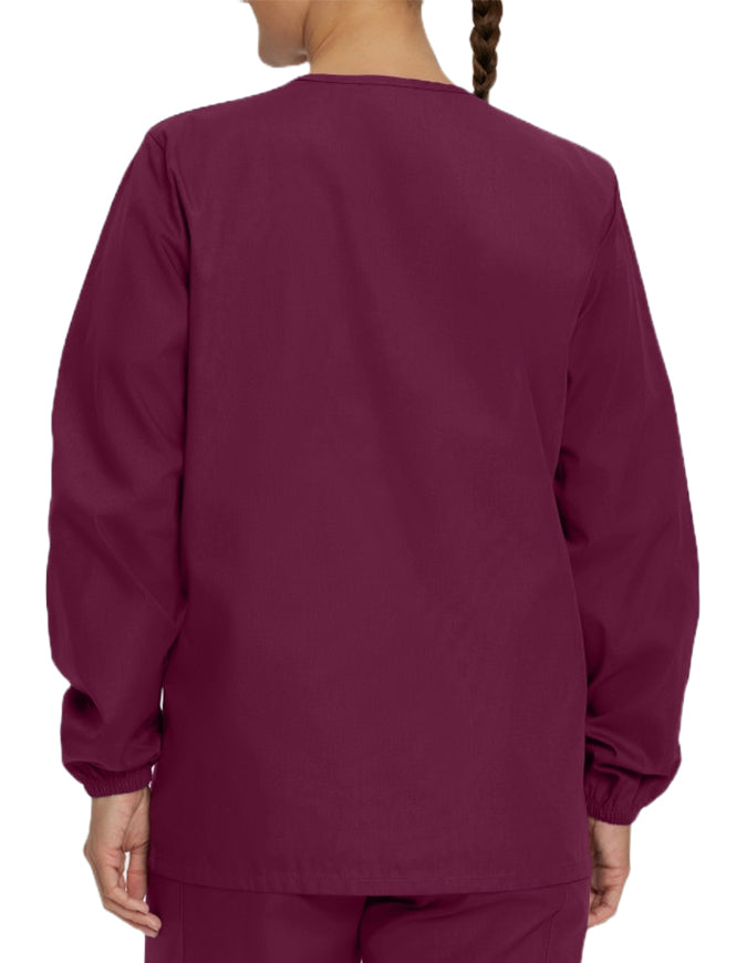 Landau Scrubzone 28 Inch Women Snap Front Warm Up Jacket - Wine