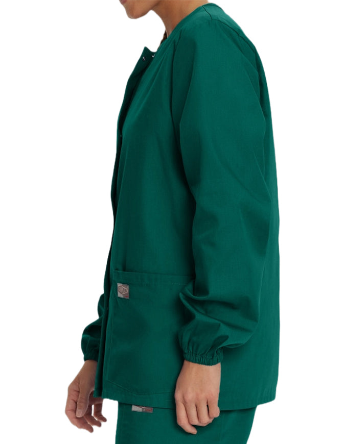 Landau Scrubzone 28 Inch Women Snap Front Warm Up Jacket - Hunter Green