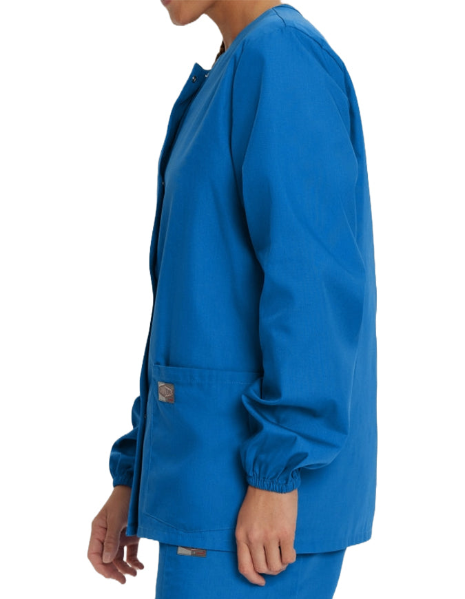 Landau Scrubzone 28 Inch Women Snap Front Warm Up Jacket - Royal