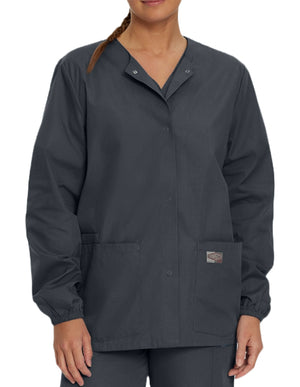 Landau Scrubzone 28 Inch Women Snap Front Warm Up Jacket - Graphite