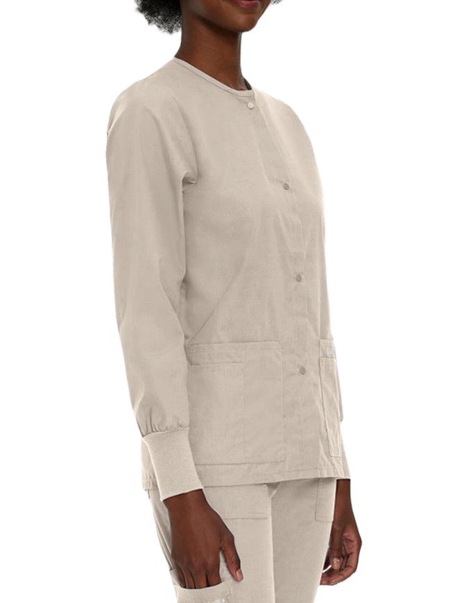 Landau 29 Inch Women's Snap Front Nursing Scrub Jacket - Sandstone