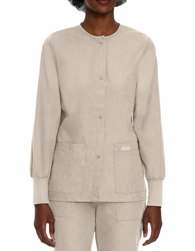 Landau 29 Inch Women's Snap Front Nursing Scrub Jacket - Sandstone