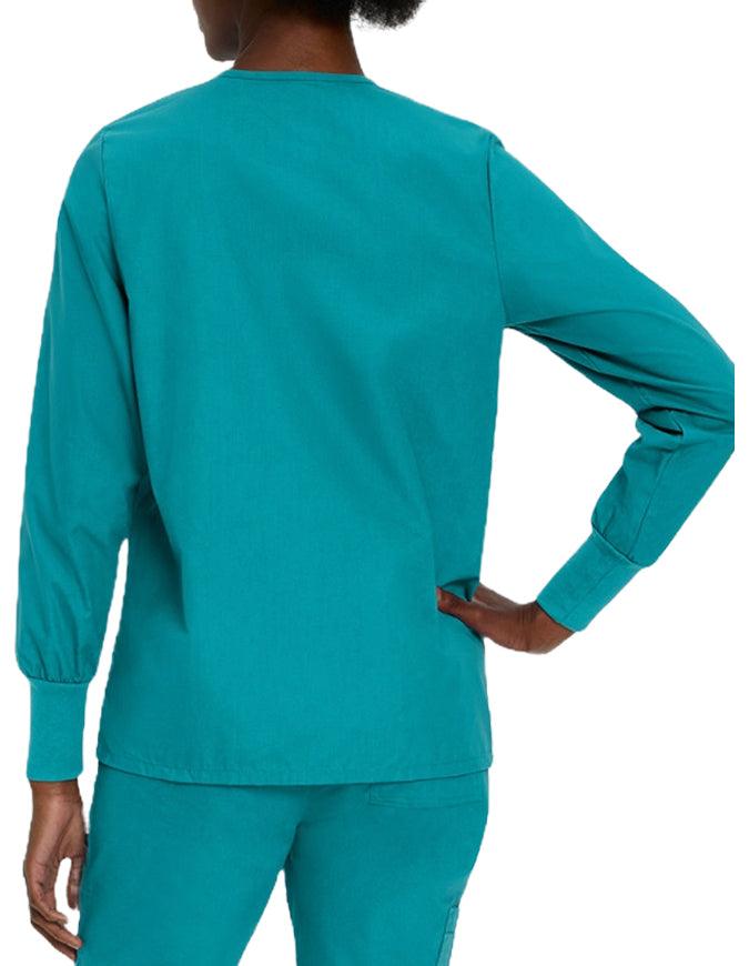 Landau 29 Inch Women's Snap Front Nursing Scrub Jacket - Teal Blue