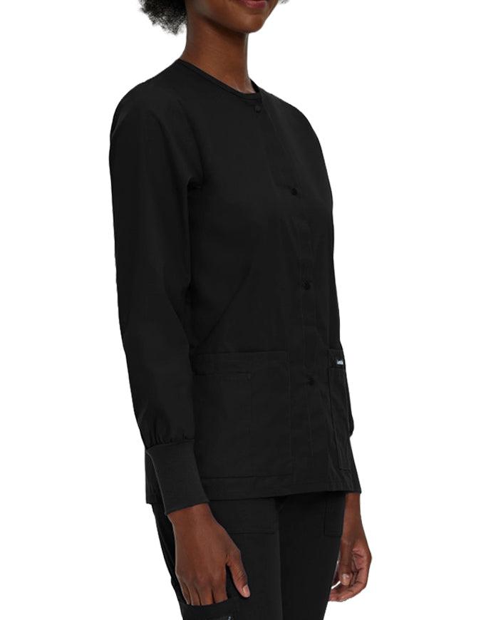 Landau 29 Inch Women's Snap Front Nursing Scrub Jacket - Black