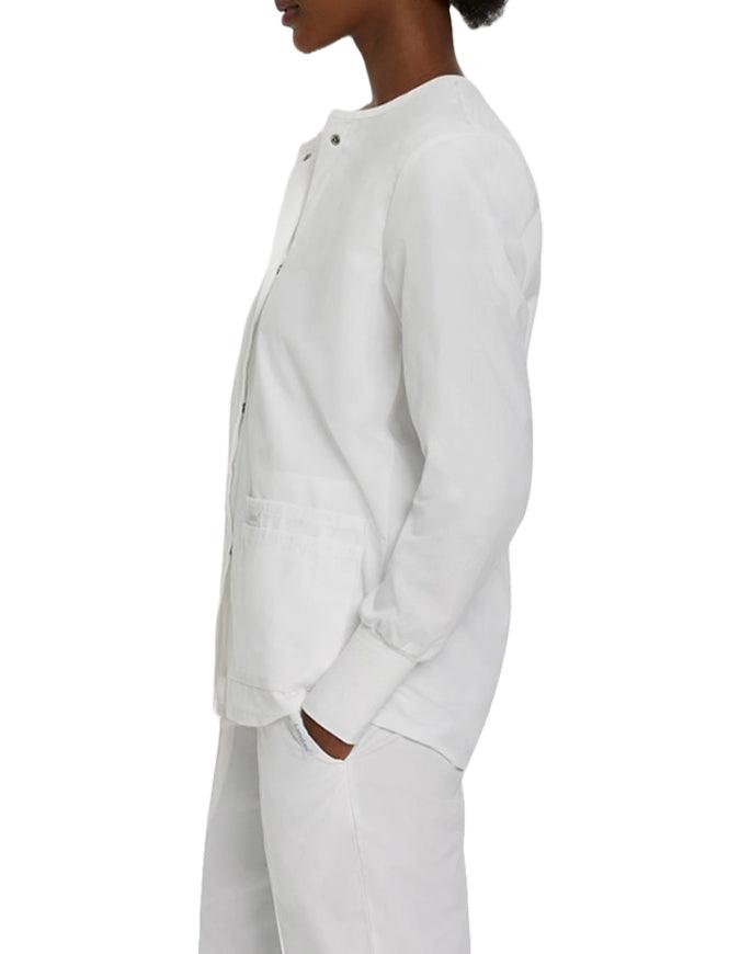 Landau 29 Inch Women's Snap Front Nursing Scrub Jacket - White