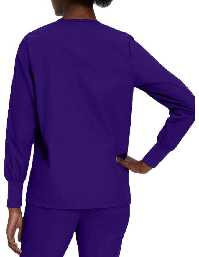 Landau 29 Inch Women's Snap Front Nursing Scrub Jacket - Grape