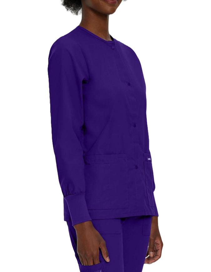 Landau 29 Inch Women's Snap Front Nursing Scrub Jacket - Grape