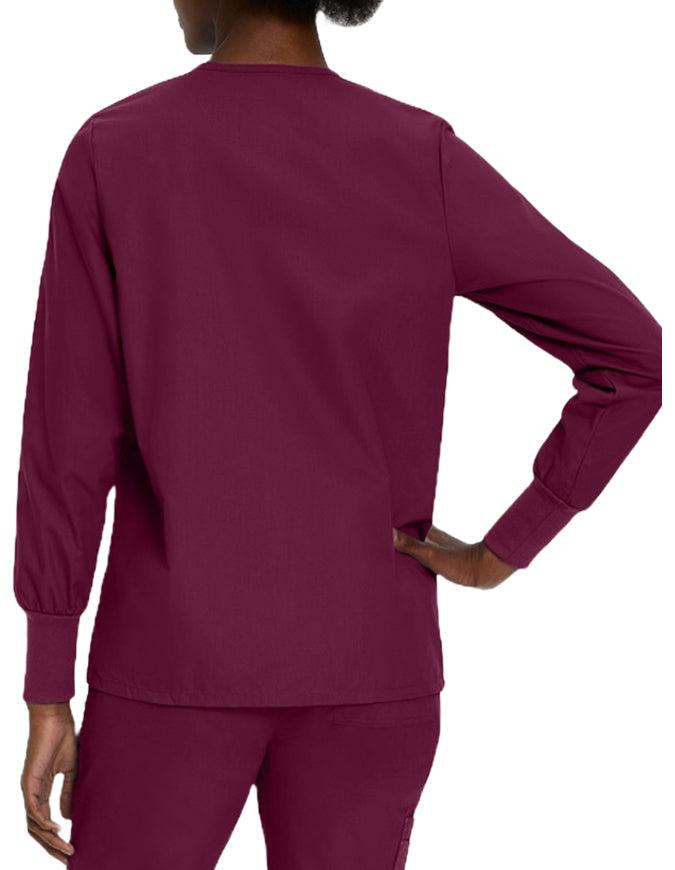 Landau 29 Inch Women's Snap Front Nursing Scrub Jacket - Wine