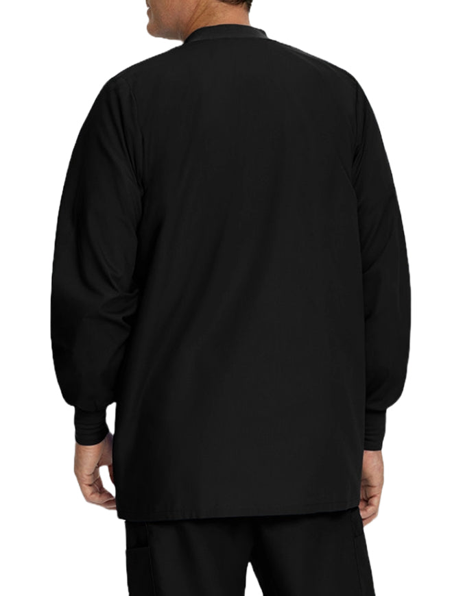 Landau 31.5 Inch Men's Snap Front Rib Knit Scrub Jacket - Black