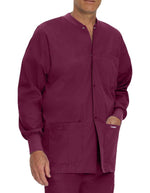 Landau 31.5 Inch Men's Snap Front Rib Knit Scrub Jacket - Wine