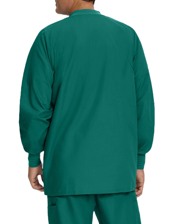 Landau 31.5 Inch Men's Snap Front Rib Knit Scrub Jacket - Hunter Green