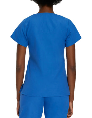 Landau Women's V-Neck Snap Front Solid Nurse Scrub Top - Royal Blue