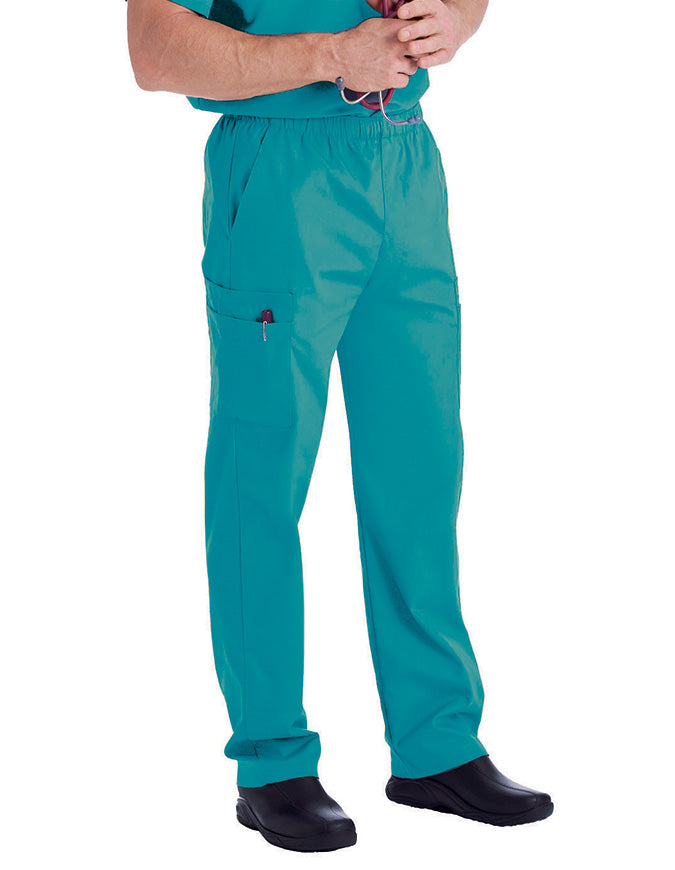 Landau Scrubzone 30 Inch Men's Elastic Waist Medical Scrub Pants Teal