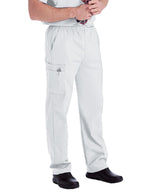 Landau Scrubzone 30 Inch Men's Elastic Waist Medical Scrub Pants White Twill