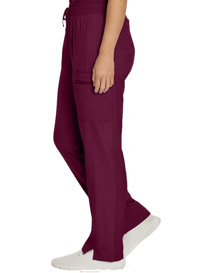 Landau Forward Women's Straight Leg Cargo Tall Scrub Pan - Wine