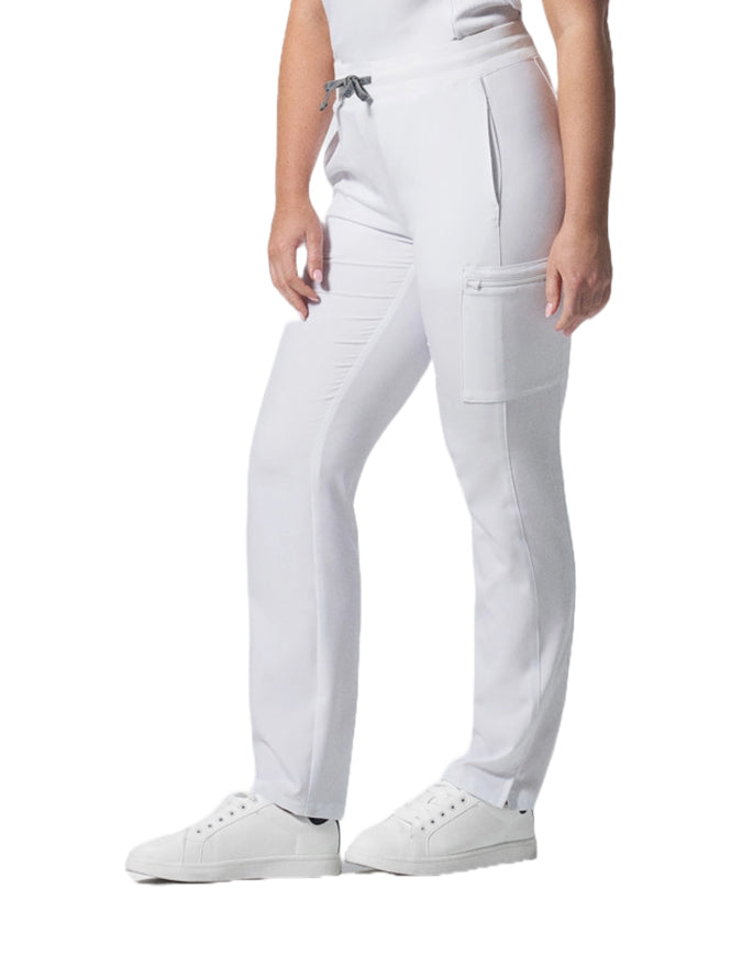 Landau Forward Women's Straight Leg Cargo Tall Scrub Pan - White