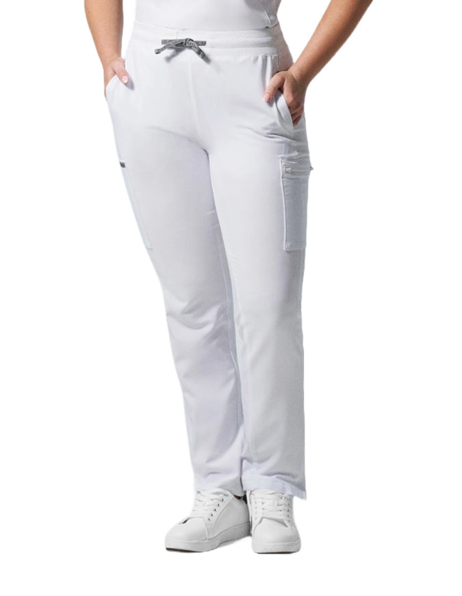 Landau Forward Women's Straight Leg Cargo Tall Scrub Pan - White