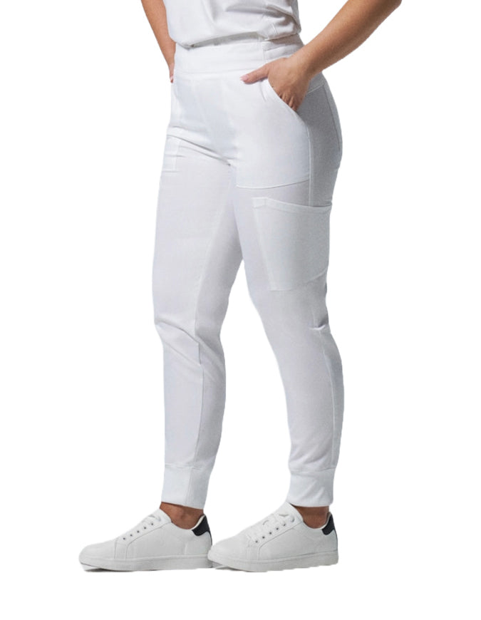 Landau ProFlex Women's Cargo Jogger Scrub Petite Pant - White